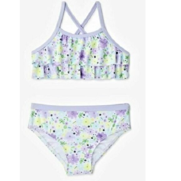 Toddler Girls Wonder Nation Lavender Floral Bikini Swimsuit Size 2T 3T NWT - Picture 1 of 2